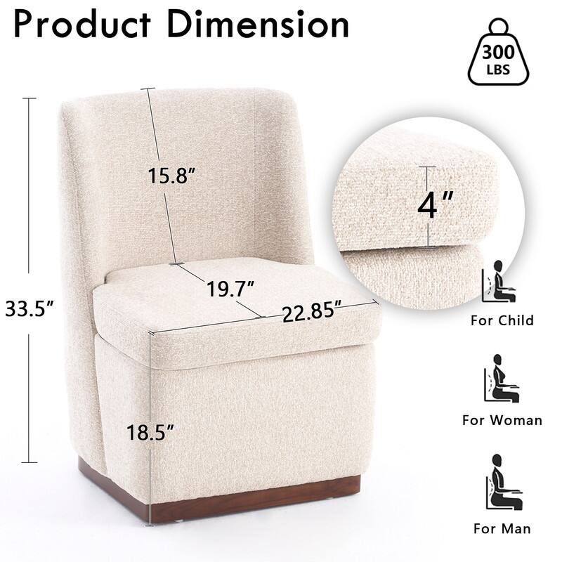 Modern Accent Chair Set of 2, Armless Chairs for Dining Room, Living Room, Bedroom