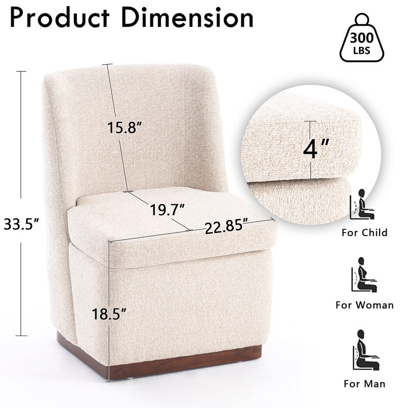 Modern Upholstered Accent Chair with Back for Dining Room, Living Room, Bedroom
