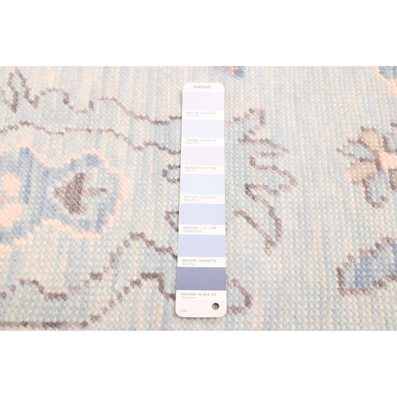 ECARPETGALLERY Hand-knotted Modern Oushak Light Blue Wool Rug - 8'0 x 9'11
