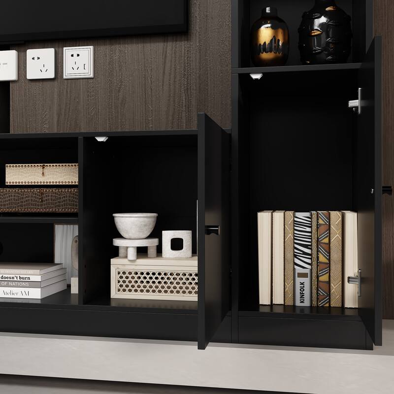 Entertainment Hub w/Fireplace Insert Compatibility Sleek Media Center