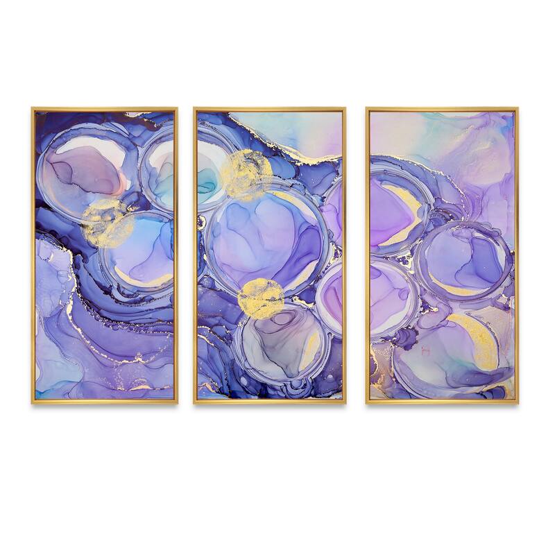 Designart "Purple Luxury Abstract Fluid Art VI" Modern Framed Wall