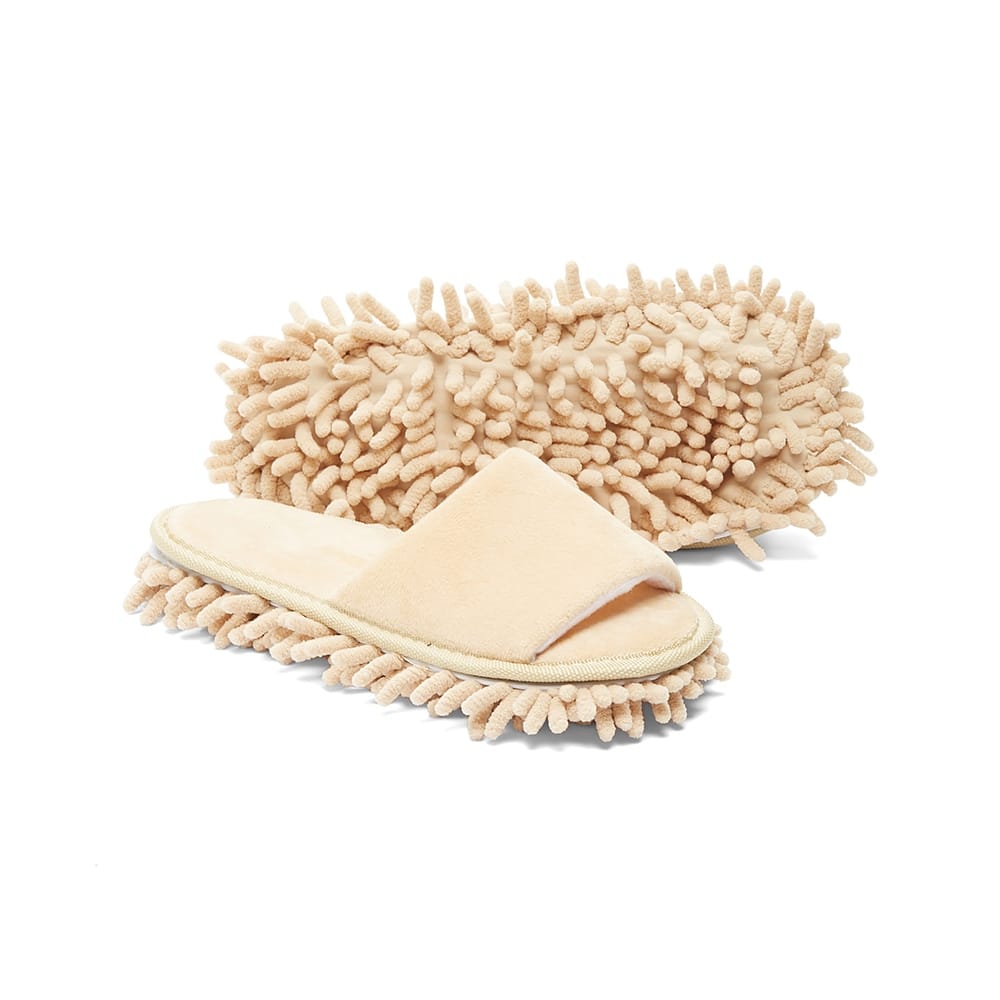 Premium Plush Mop Slippers with Detachable, Washable Bottoms - Standard