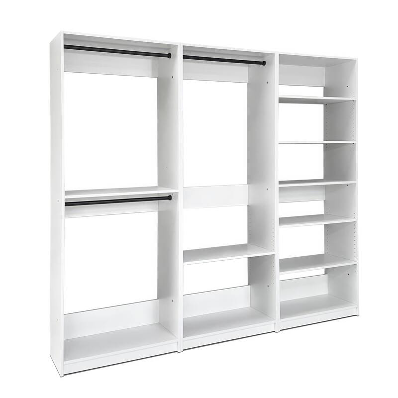 Prosper White Freestanding Walk in Wood Closet System - 94.2"W x 15.7"D x 83" H