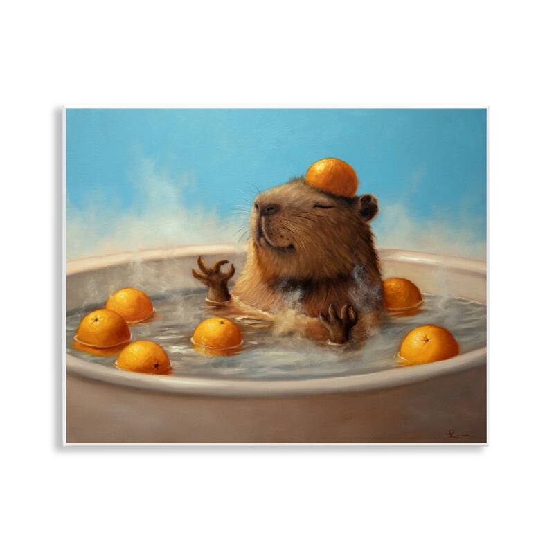 Stupell Capybara in Orange Bath Wall Plaque Art Design By Lucia Heffernan - 14 x 11