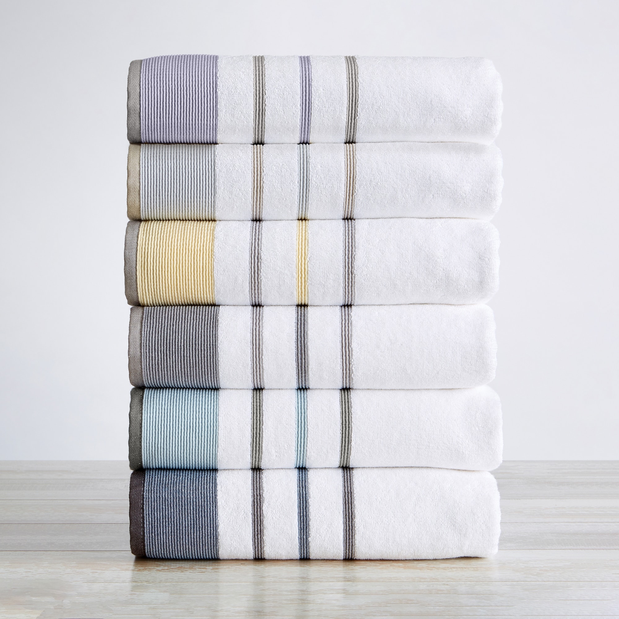 Martha Stewart Collection Large Bath Beige Stripe Towels Set Of 3- 30x 52