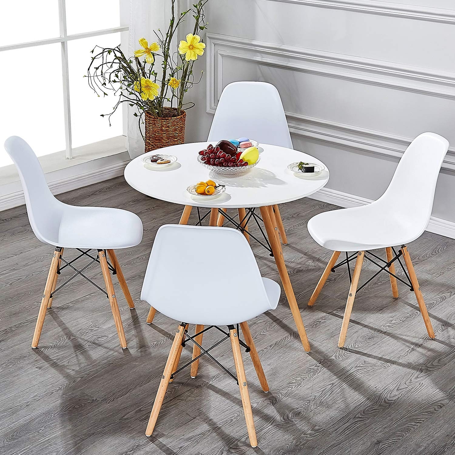 Shop Vecelo Living Room Chairs Wood Leg Chair Modern Style Set Of 4 Overstock 25094714 White