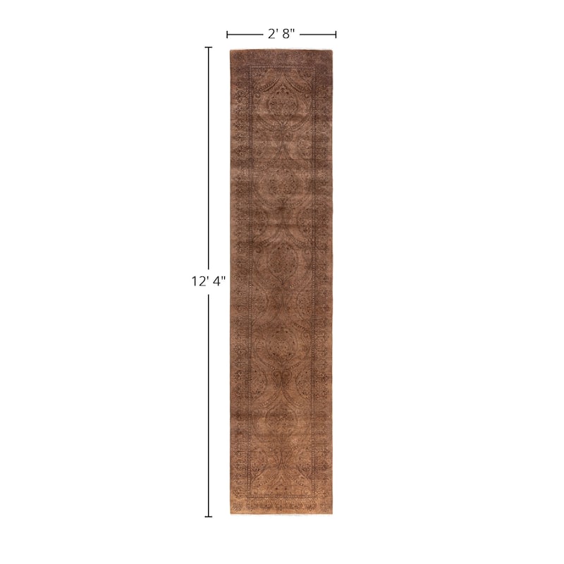 Fine Vibrance One-of-a-Kind Hand-Knotted Runner Rug - Brown, 2' 8" x 12' 4" - 2' 8" x 12' 4"
