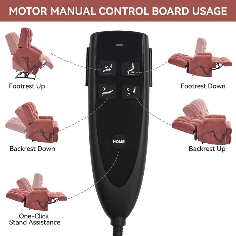 Dual Motor Heat Massage Infinite Position Electric Power Lift Recliners with Power-Remote, Medium-firm and Heavy Duty