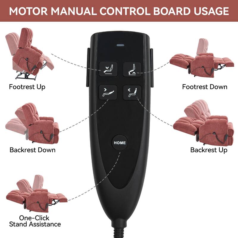 Dual Motor Heat Massage Infinite Position Electric Power Lift Recliners with Power-Remote,Medium-firm and Heavy Duty