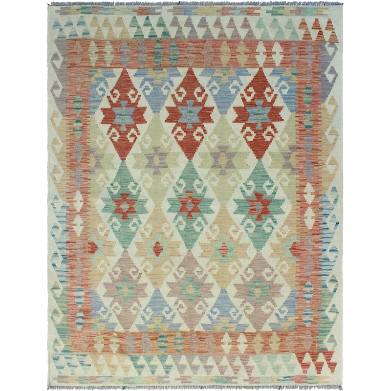 Sun Faded Flatweave Paulina Red/Ivory Rug - 4'10" x 6'6"