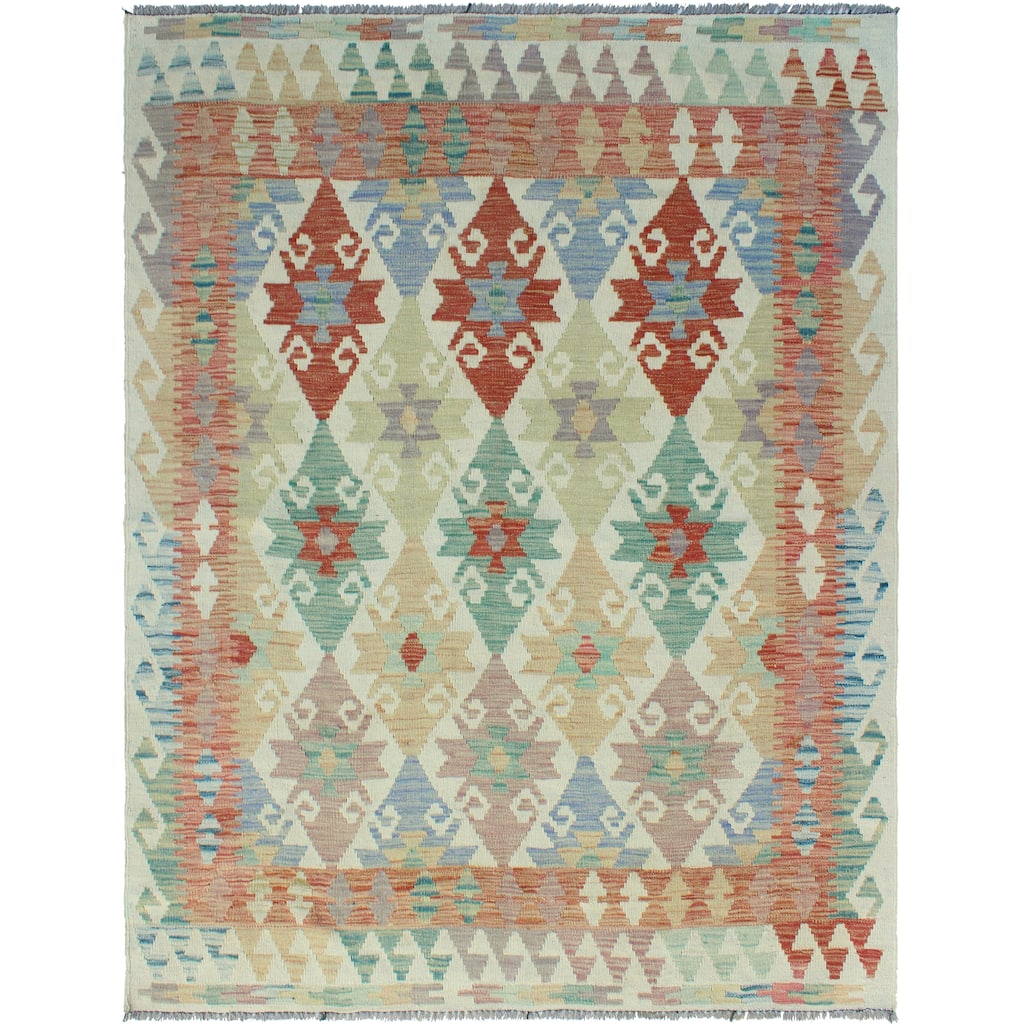 Sun Faded Flatweave Paulina Red/Ivory Rug - 4'10" x 6'6"