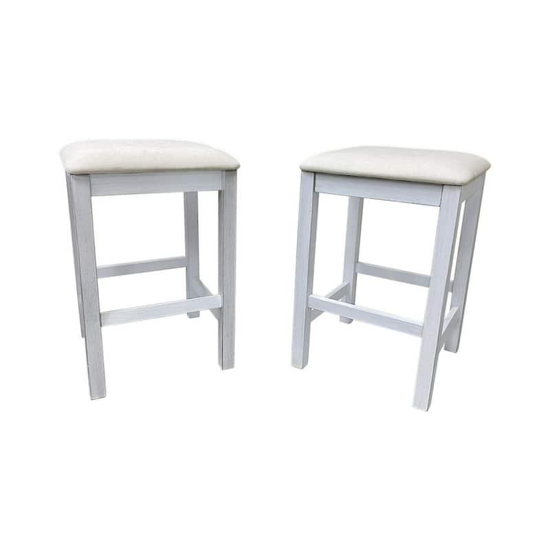 Backless Upholstered Counter Stools - 24.25" - Antique White - Set of 2