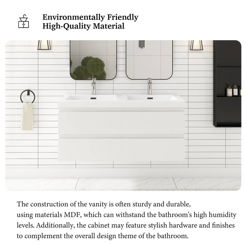 Angela 47 in.W x 19.5 in.D x 20.5 in.H Wall-Mounted Bath Vanity with White Cultured Marble Top