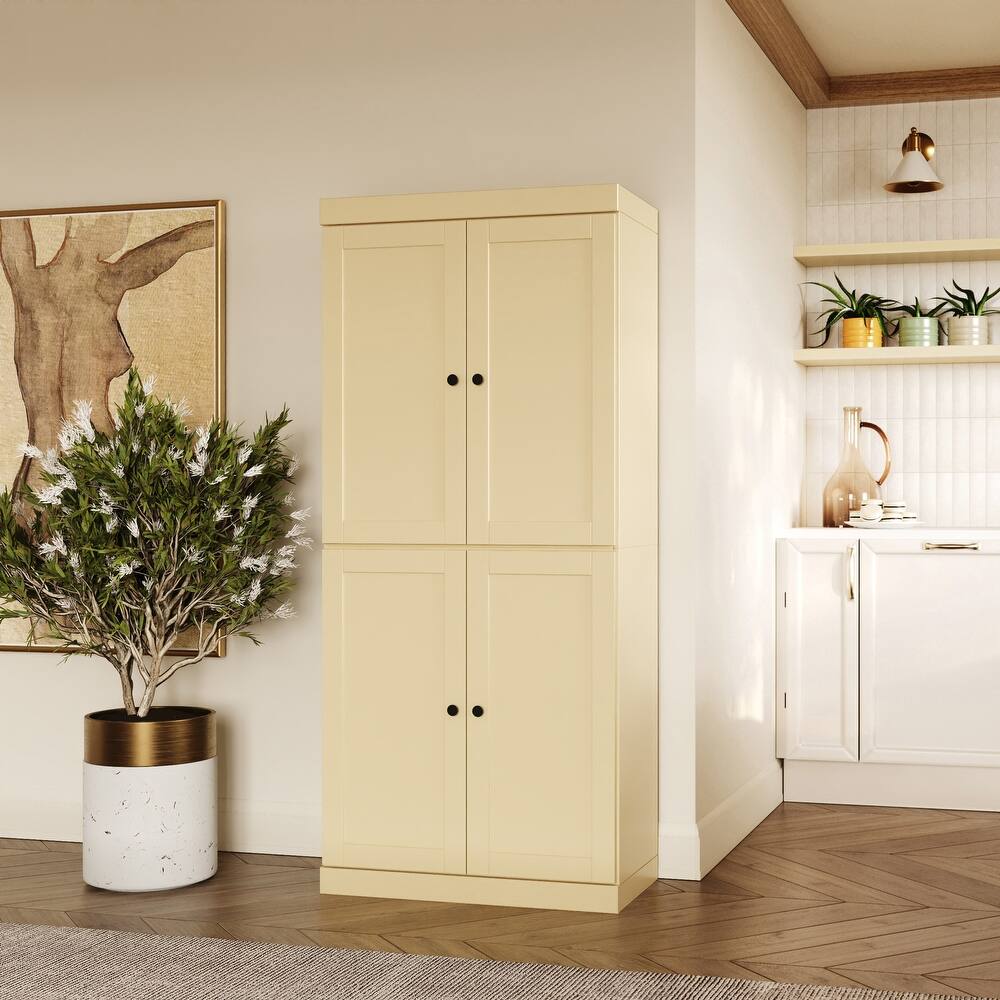 Palace Imports 100% Solid Wood Pantry Cabinet, Shaker Doors, Adjustable Shelves, 32" Wide, 71.5" Tall