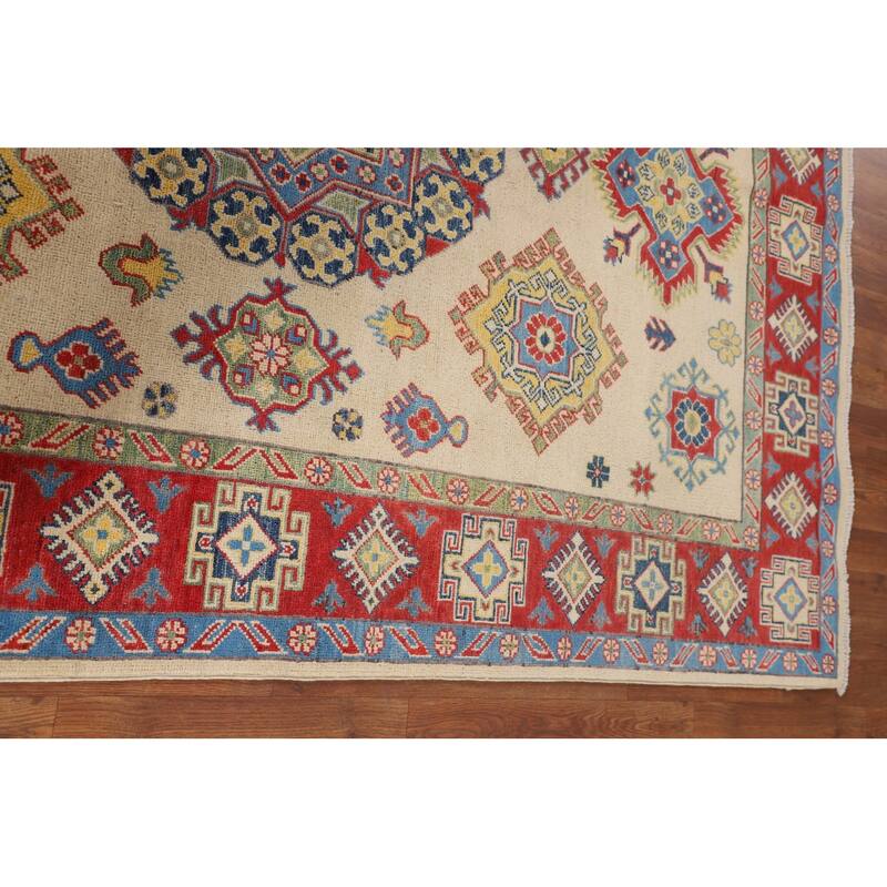 Oriental Beige Kazak Rug Hand-Knotted Wool Carpet - 5'6" x 7'8"