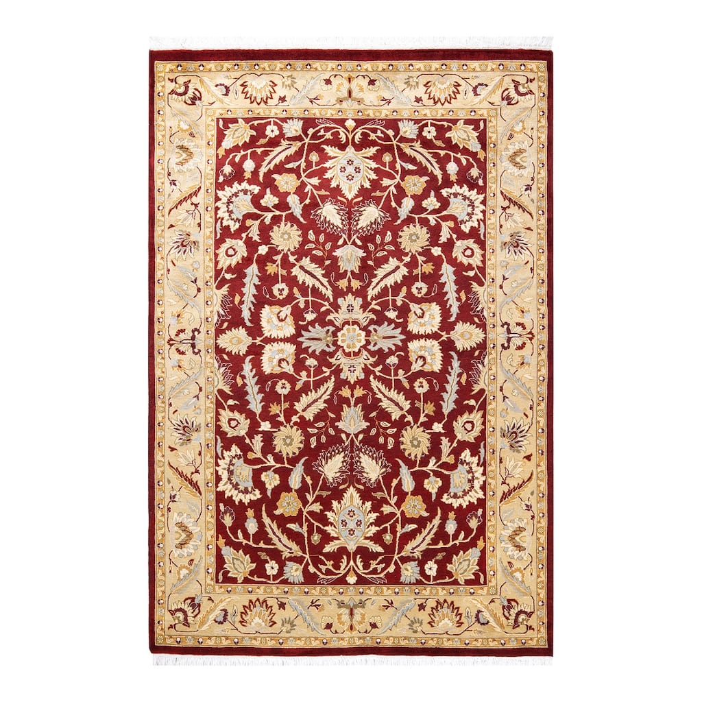 Overton Hand Knotted Wool Vintage Inspired Traditional Mogul Red Area Rug - 4 x 6
