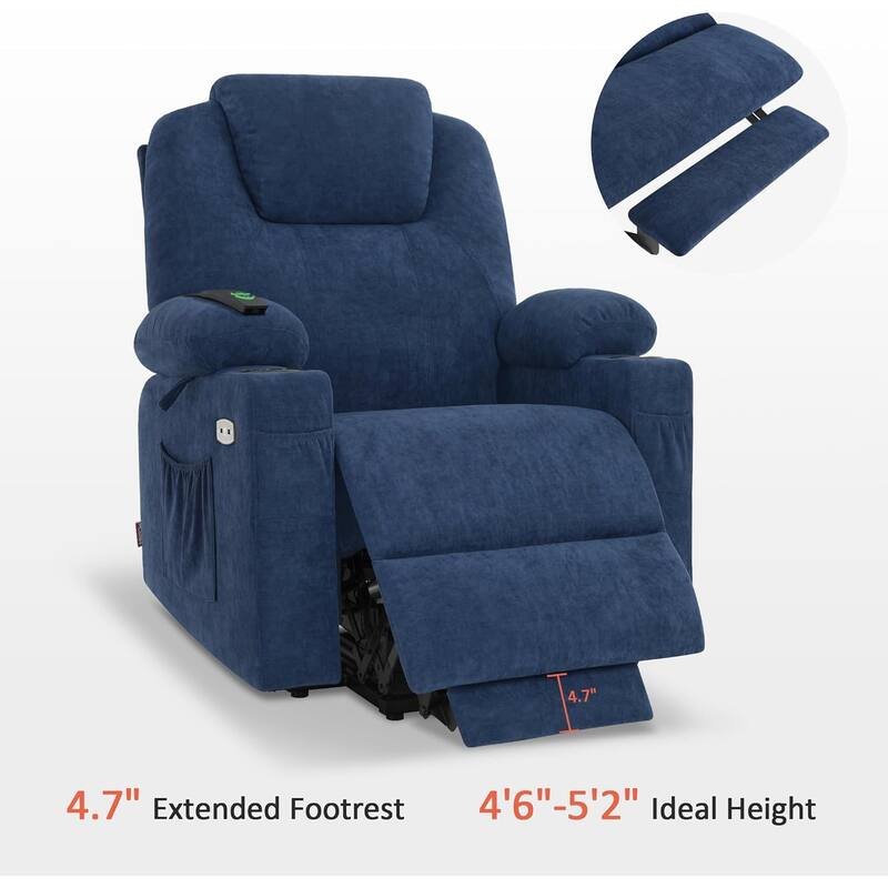 MCombo Small Power Lift Recliner Chair Sofa with Massage and Heat, 3 Positions and USB Ports Extended Footrest, Fabric 7141