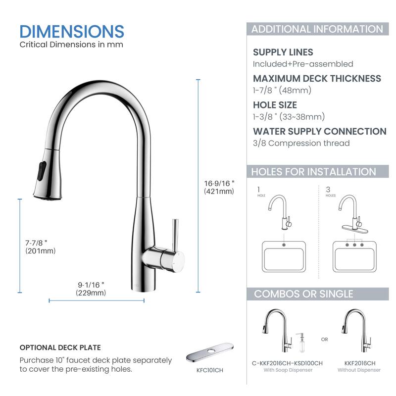 Bari-T Single Handle Pull Down Kitchen Sink Faucet