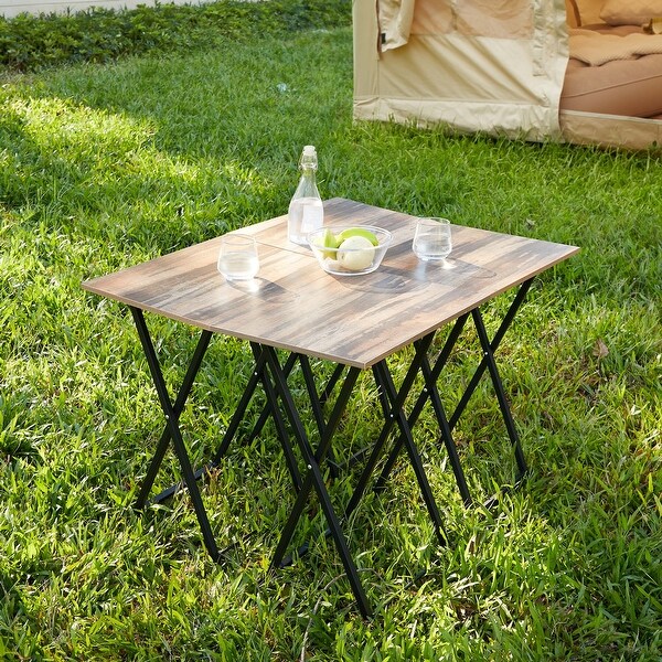 Industrial Folding TV Tray Tables Side Table for Small Space Snack Tables with Stable Metal Frame Noassembly Required Set of 4
