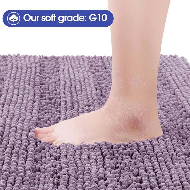 Ultra Soft Striped Non Slip Chenille Bathroom Rug Set 3 Pieces