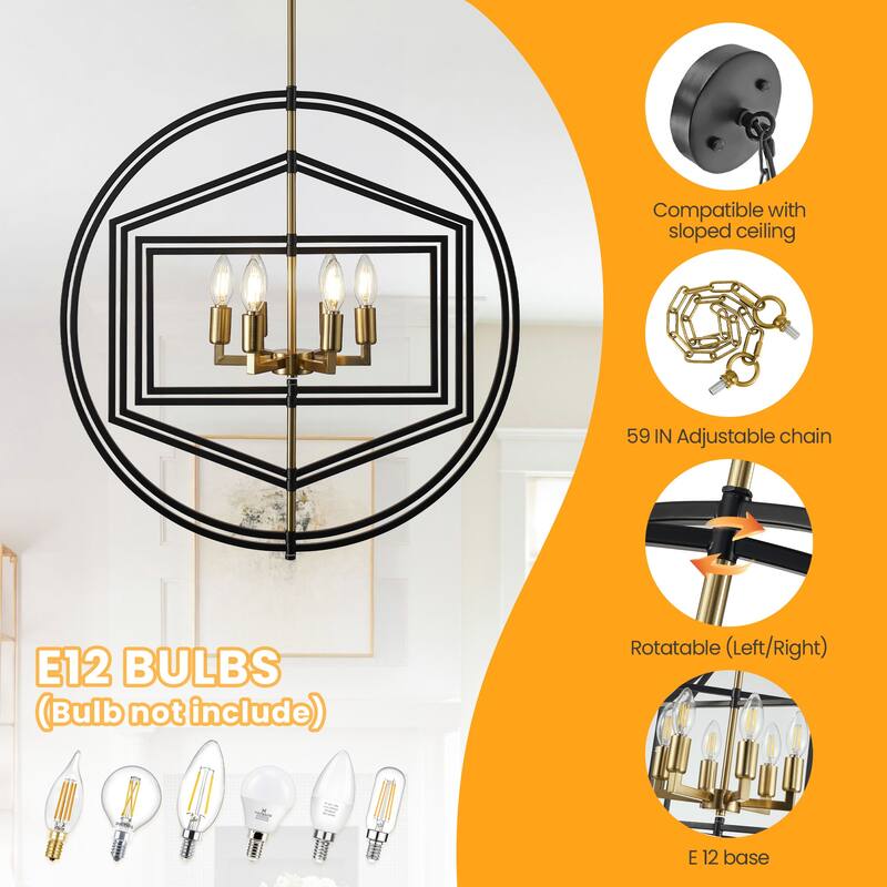 25.78" Geometric Chandelier Modern 6-Light Fixture Pendant Lighting