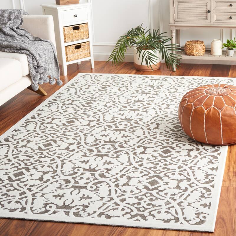 SAFAVIEH Paradise Eleonore Modern Viscose Rug - 5' x 7'5" - Ivory/Dark Grey