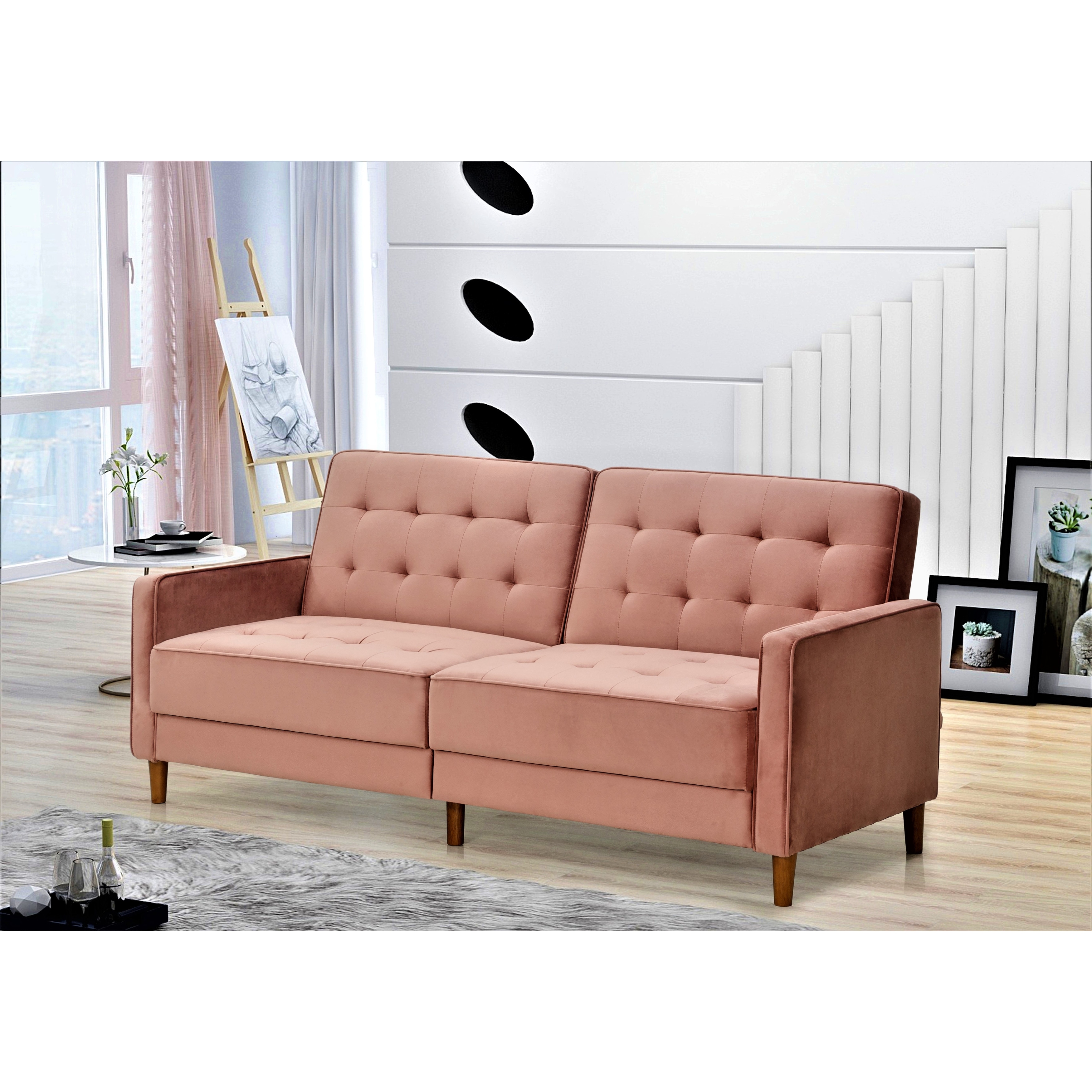 Jonathan tufted velvet shop sofa bed sleeper