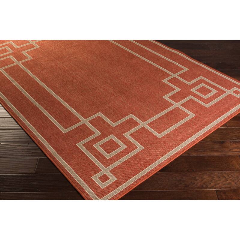 Livabliss Odette Greek Key Border Indoor/ Outdoor Area Rug