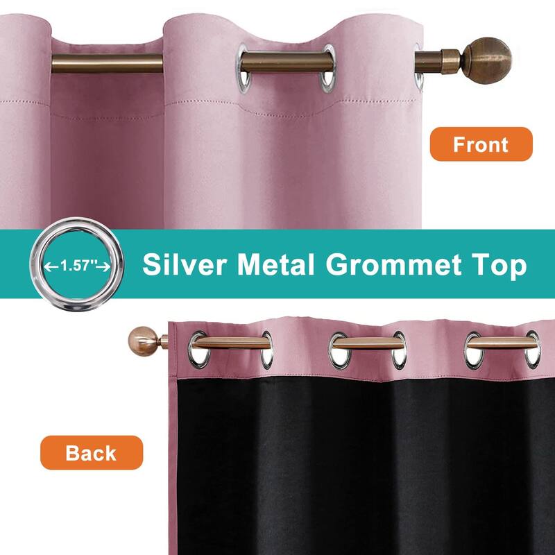 Pro Space Indoor Completely Blackout Curtain Grommets with Coating, 2 Panels
