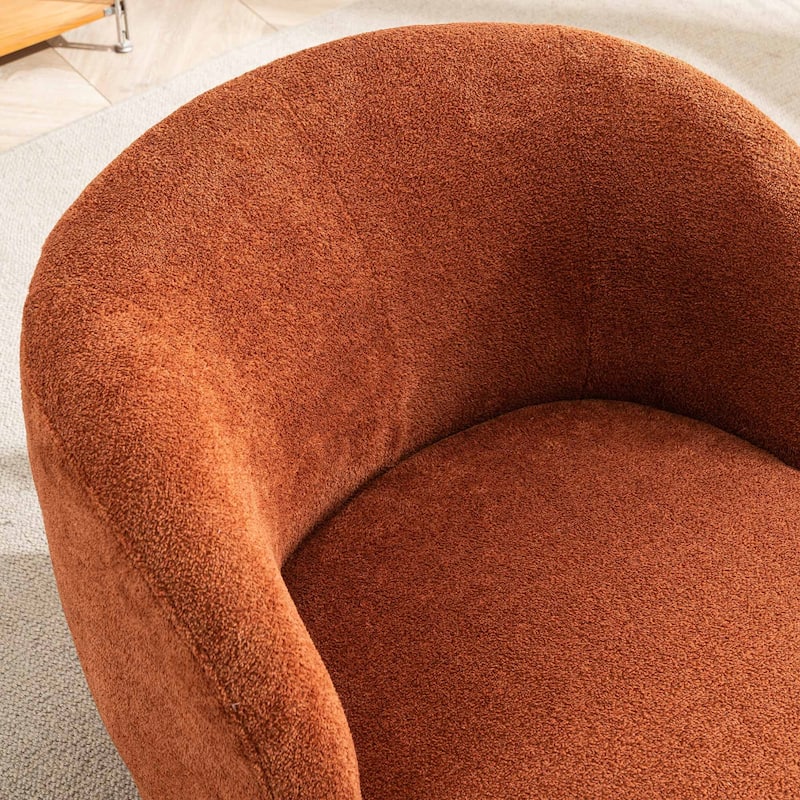 Single Fabric Modern Accent Chair 360 Degree Rotation Swivel Barrel Chairs