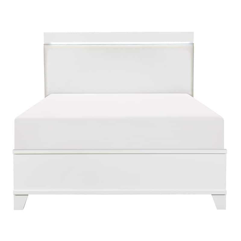 Modern Glam White Finish LED Light Bed 1pc Furniture