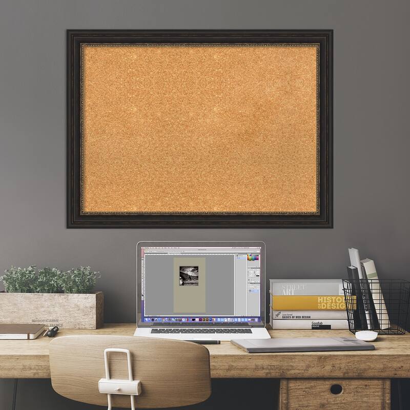 Accent Bronze Narrow Framed Cork Bulletin Memo Board