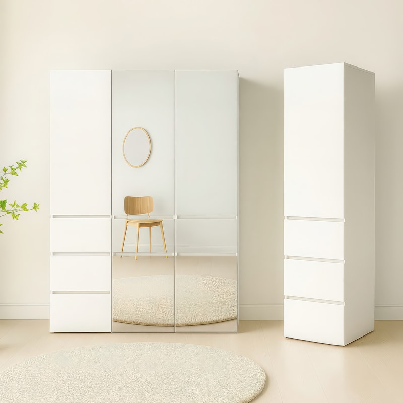 Elise Slim Modular Wood Closet Cabinet with Drawers in White - 15.7"D x 17.72"W x 70.9"H