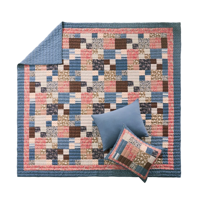 Greenland Home Fashions Shiloh Patchwork Floral Print Quilt Set