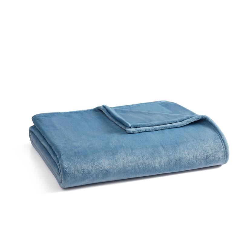 Martha Stewart Bedford Solid Plush Reversible Blanket