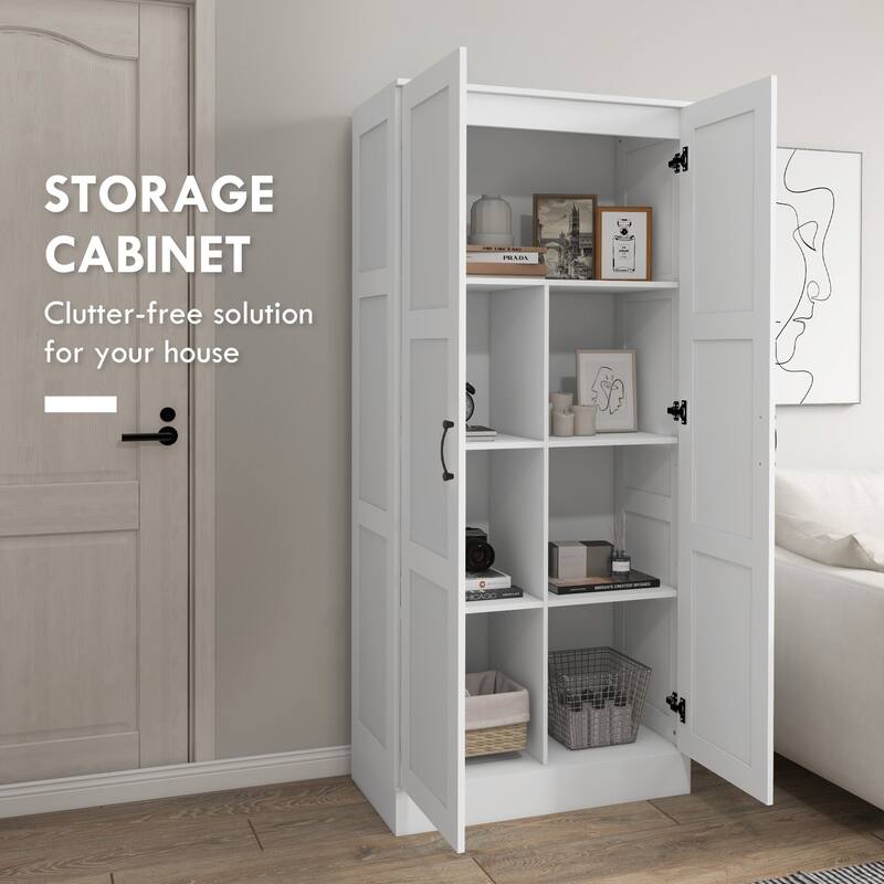 71" Tall Storage Cabinet with Movable Storage Shelves
