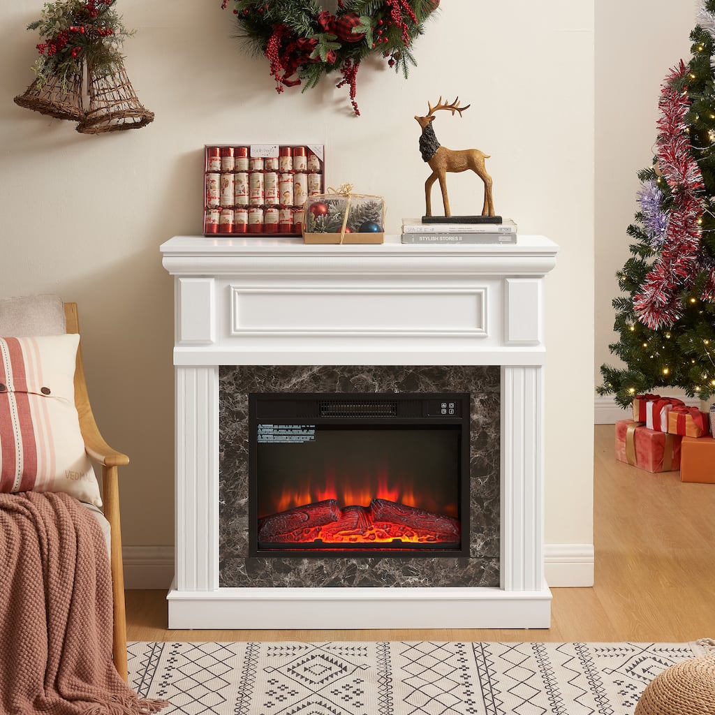 Electric Fireplace with Mantel,fireplace mantel surround with 23" Fireplace Insert, Adjustable Flame, Remote Control