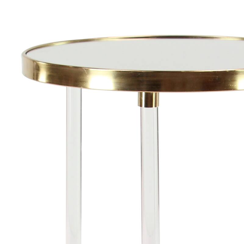 Minimalist Acrylic Plastic Accent Table with Mirrored Glass Top - Gold or Silver