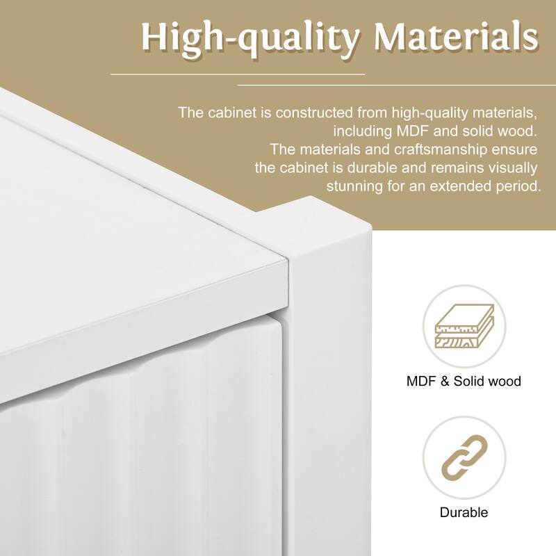 Elegant Wave-Pattern Storage Cabinet for Entryway, Hallway or Living Room Storage - 63" Wide