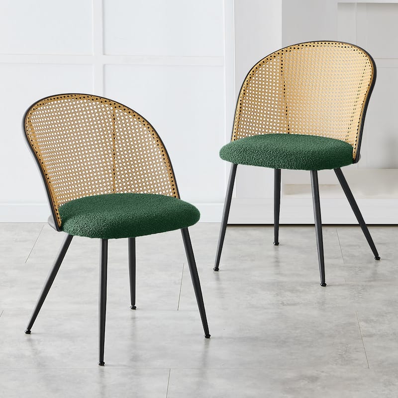 Modern Upholstered Rattan Dining Chairs Set of 2/4