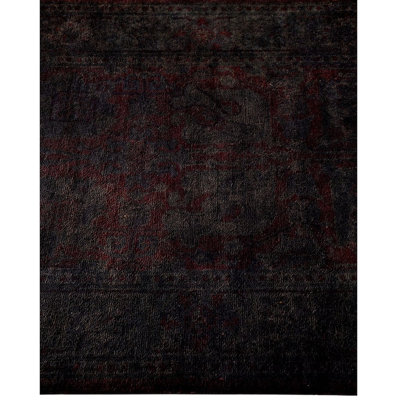 Overton Hand Knotted Wool Vintage Inspired Modern Contemporary Overdyed Brown Runner Rug - 2' 7" x 17' 9"