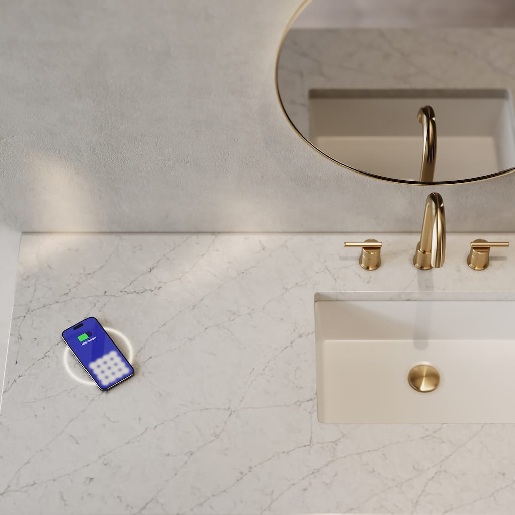 Chicago 60" Single Vanity, Glossy White, w/ FreePower Wireless Charger