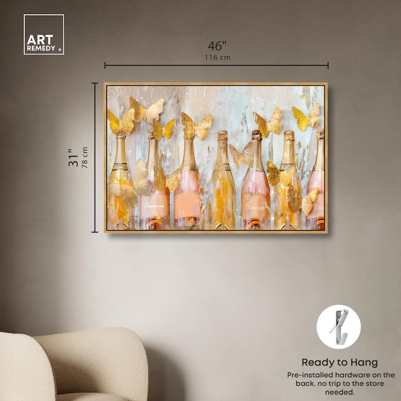 Golden Bright Campagne Line Canvas by Art Remedy