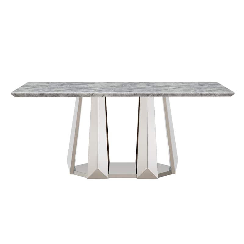 GDFStudio - Rose Series 70'' Rectangle Faux Marble Dining Table 6 People with Modern Large Size