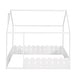 preview thumbnail 4 of 8, Full Size Wooden House Bed Frame with Roof and Fence-Shaped Guardrail for Girls, Boys, Slats are not Included, White