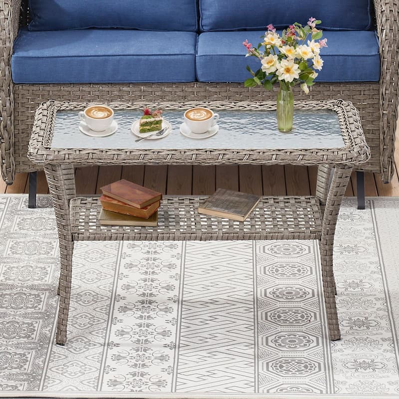 Patio Wicker Side Table Outdoor