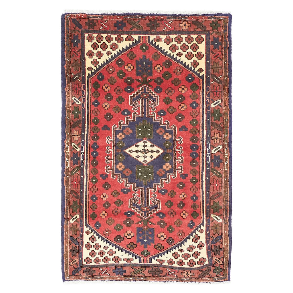 ECARPETGALLERY Hand-knotted Andelz Red Wool Rug - 3'2 x 5'0