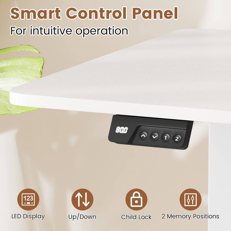 Costway 48” x 24” Electric Standing Desk with LED Display 2 Memory