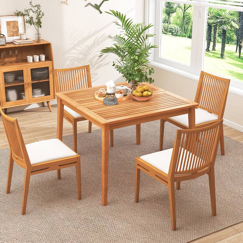 Gymax 40'' 4-Person Outdoor Acacia Wood Dining Table w/ 1.96''
