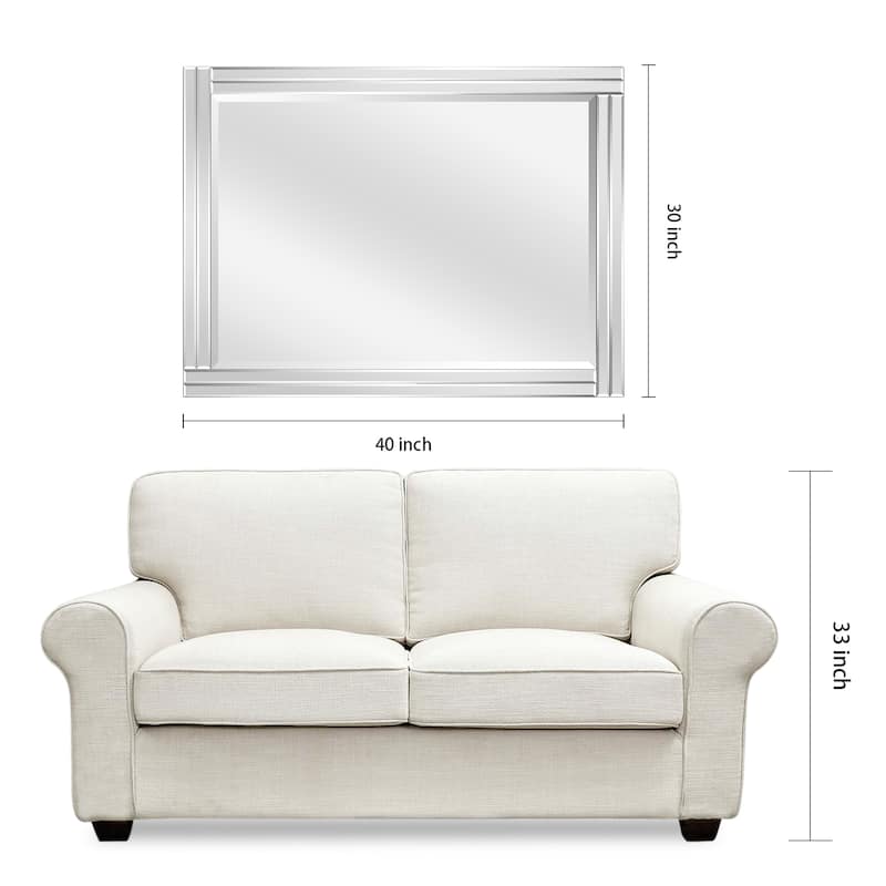 Moderno Stepped Beveled Rectangle Wall Mirror, Solid Wood Frame, 1"-Beveled Center Mirror, Ready to Hang - Clear